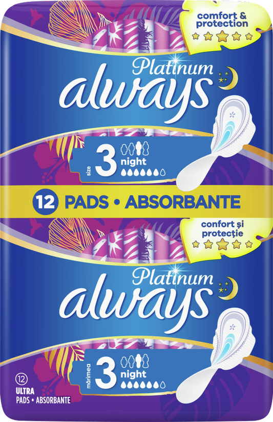 Reducere  ALWAYS PLATINUM NIGHT DUO ABSORBANTE 12BUC Reducere