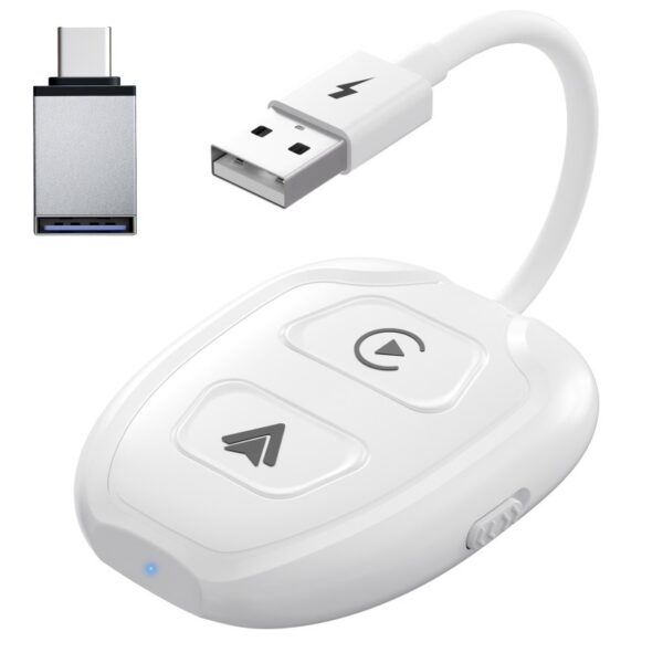 Reducere  Adaptor Wireless Techstar® THT-020-9-1 Pentru Apple CarPlay Si Android Auto, Dongle USB-Type-C , WiFi 5G, Bluetooth, Conectare Automata, Alb Reducere