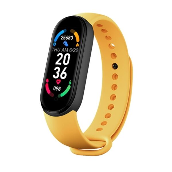 Reducere  Bratara Fitness Techstar® M6, Ecran 0.96″ inch, Bluetooth 4.2, IP66, Monitorizare Puls, Tensiune, Temperatura, Oxigen, Calitate Somn, Galben Reducere