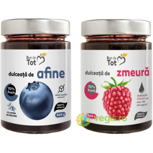 Reducere  Pachet Dulceata de Afine fara Zahar 360g + Dulceata de Zmeura fara Zahar 360g