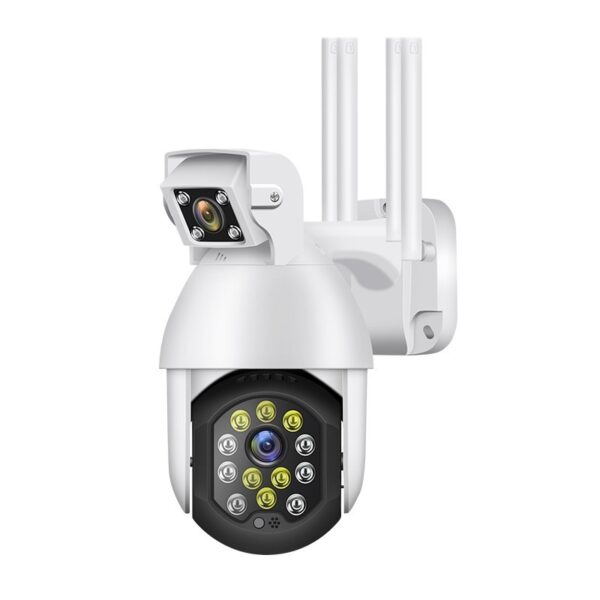 Reducere  Camera Supraveghere IP PTZ Techstar® P19D, Camera Duala, Wireless, 320°, 1080p, IR+LED, Exterior, ONVIF, NVR, Senzor Miscare, Alarma Reducere