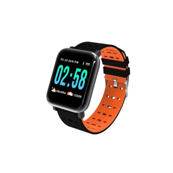 Reducere  Ceas Smartwatch Techstar® A6, 1.3inch, Bluetooth 4.0, Monitorizare Tensiune, Puls, Oxigenare Sange, Alerte Sedentarism, Portocaliu Reducere