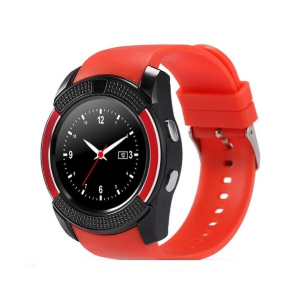 Reducere  Ceas Smartwatch V8 Rosu HandsFree Bluetooth 3.0 Micro SIM Android Camera 1.3MP Reducere