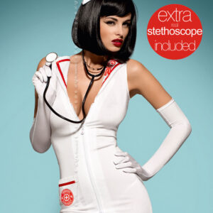 Reducere  ✅ Costum Emergency dress + stethoscope Alb – SevenSins.ro