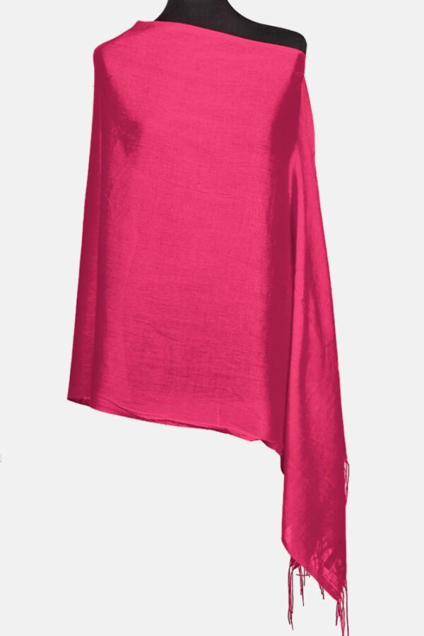 Reducere  Esarfa fucsia din cashmere subtire dreptunghiulara Reducere