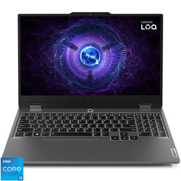 Reducere  ✅ Laptop Lenovo Gaming 15.6” LOQ 15IAX9I, FHD IPS 144Hz, Procesor Intel® Core™ i5-12450HX (12M Cache, up to 4.40 GHz), 12GB DDR5, 512GB SSD, Intel Arc A530M 4GB, No OS, Luna Grey Reducere