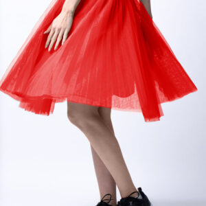 Reducere  Fusta midi din tulle plisat, rosie Reducere