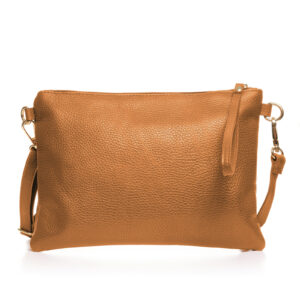 Reducere  Geanta plic crossbody camel, din piele naturala Reducere