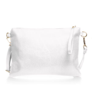 Reducere  Geanta plic crossbody alba, din piele naturala Reducere