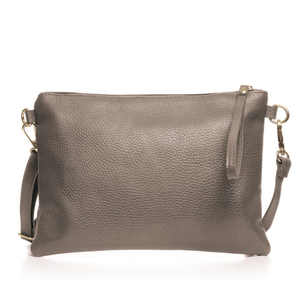 Reducere  Geanta plic crossbody bej inchis, din piele naturala Reducere