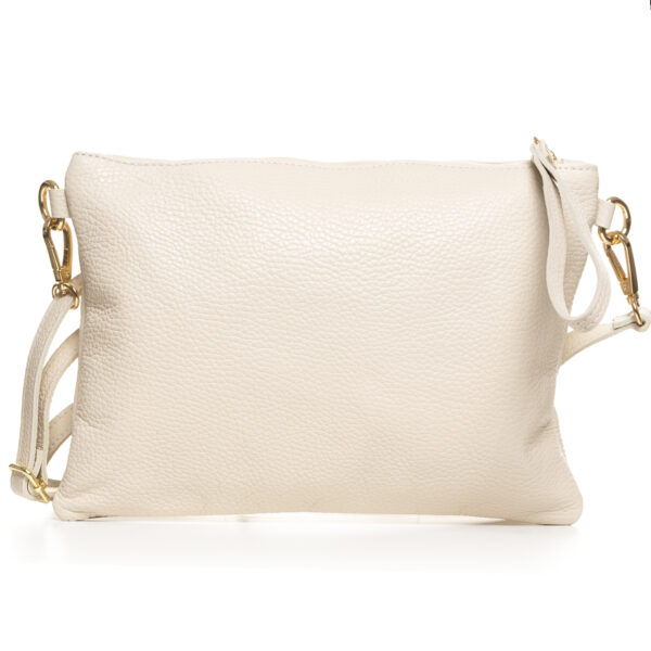 Reducere  Geanta plic crossbody alb ivory, din piele naturala Reducere