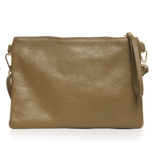 Reducere  Geanta plic crossbody verde oliv, din piele naturala Reducere