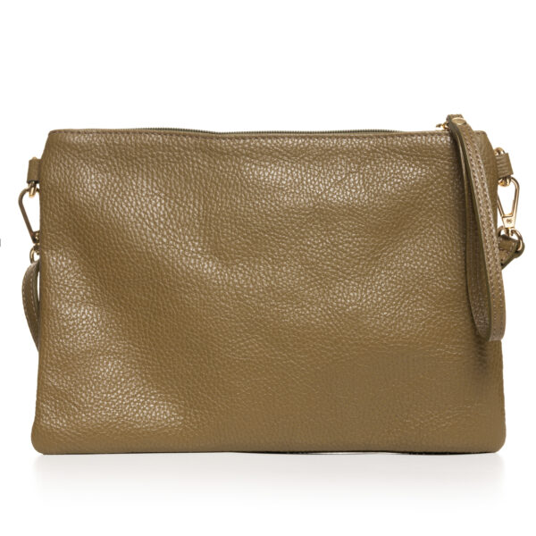 Reducere  Geanta plic crossbody verde oliv, din piele naturala Reducere