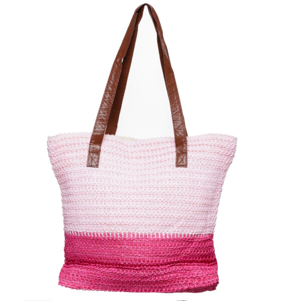 Reducere  Geanta shopper bicolora impletita, roz si fucsia Reducere