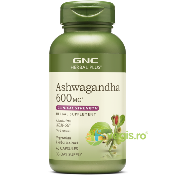 Reducere  Ashwagandha KSM-66 Herbal Plus 600mg 60cps vegetale