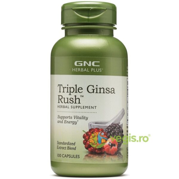 Reducere  Triple Ginsa Rush (Extract din 3 Tipuri de Ginseng) Herbal Plus 600mg 100cps