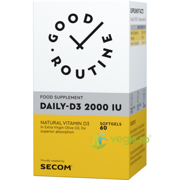 Reducere  Vitamina D3 2000IU Daily 60cps moi Secom,