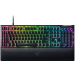 Reducere  Tastatura mecanica gaming Razer BlackWidow V4 (Yellow Switch), taste ABS, layout US, iluminare RGB, cu 6 butoane customizabile, suport pentru incheietura magnetic (Negru)