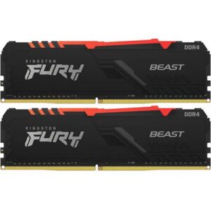 Reducere  Memorii Kingston FURY Beast RGB 16GB(2x8GB) DDR4 3600MHz CL17 Dual Channel Kit