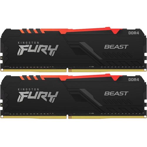 Reducere  Memorii Kingston FURY Beast RGB 16GB(2x8GB) DDR4 3600MHz CL17 Dual Channel Kit