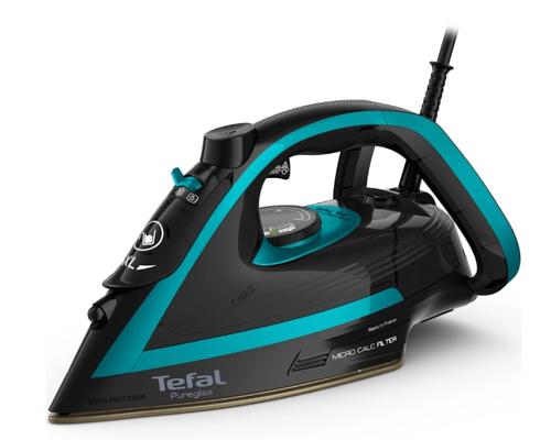 Reducere  Fier de calcat Tefal Puregliss FV8066E0, 3000 W, abur variabil 50 g/min, Colector Micro Calc, Oprire automata, (Negru/Albastru)