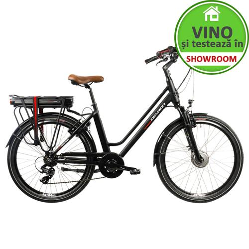 Reducere  Bicicleta Electrica Devron 26120 2020, roti 26inch, M, Putere motor 250 W, Autonomie acumulator 60 km (Negru)