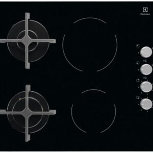 Reducere  Plita incorporabila mixta Electrolux EGE6172NOK, 2 Zone Gaz, 2 Zone Vitroceramice, Aprindere electrica (Negru)