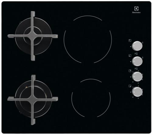 Reducere  Plita incorporabila mixta Electrolux EGE6172NOK, 2 Zone Gaz, 2 Zone Vitroceramice, Aprindere electrica (Negru)