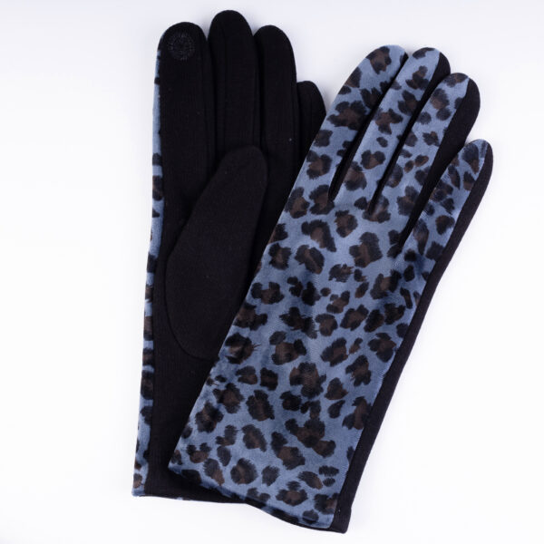 Reducere  Manusi bleumarin textil cu imitatie animal print cu aspect catifelat Reducere