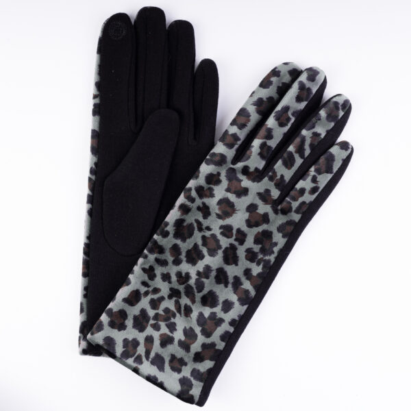 Reducere  Manusi negre textil cu imitatie animal print cu aspect catifelat Reducere