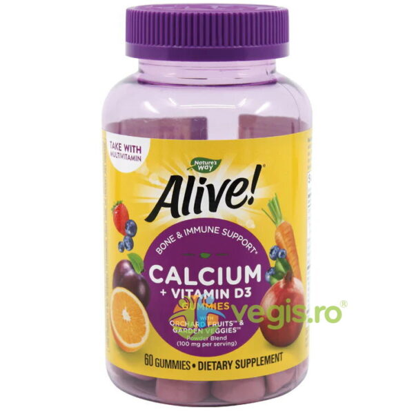 Reducere  Alive Calcium+ D3 Gummies 60 jeleuri Secom,