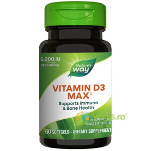 Reducere  Vitamina D3 Max 5000IU 60cps moi Secom,