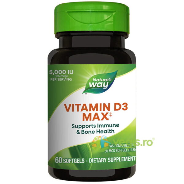 Reducere  Vitamina D3 Max 5000IU 60cps moi Secom,