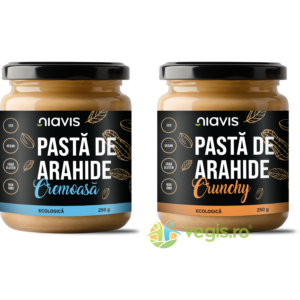 Reducere  Pachet Pasta de Arahide Cremoasa Ecologica/Bio 250g + Pasta de Arahide Crunchy Ecologica/Bio 250g