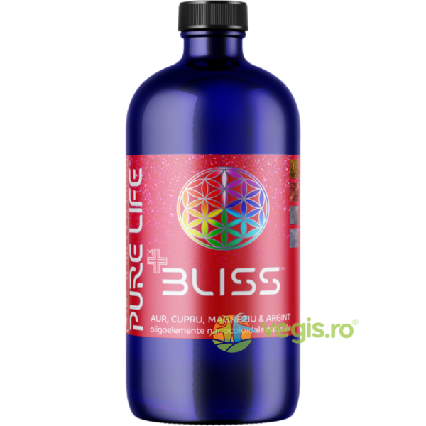 Reducere  Aur, Cupru, Magneziu si Argint Nanocoloidal M+ BLISS 35ppm 480ml