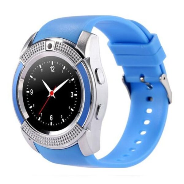 Reducere  Resigilat Ceas Smartwatch V8 Albastru HandsFree Bluetooth 3.0 Micro SIM Android Camera 1.3MP Reducere