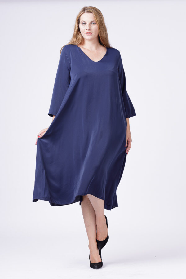 Reducere  Rochie A-line bleumarin cu maneca lunga Reducere