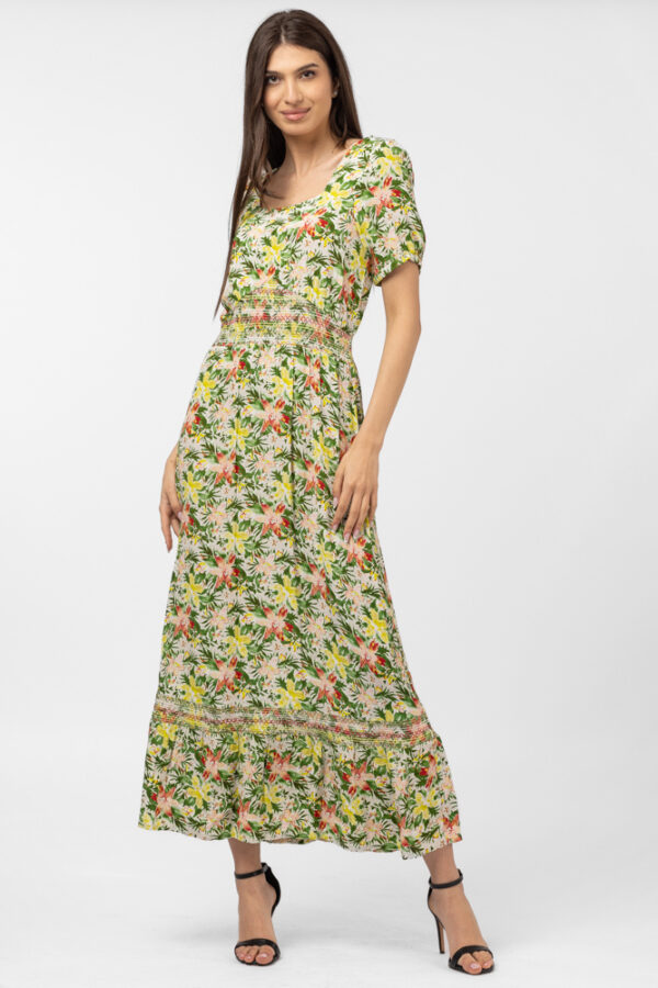 Reducere  Rochie lunga din vascoza, cu imprimeu floral Reducere