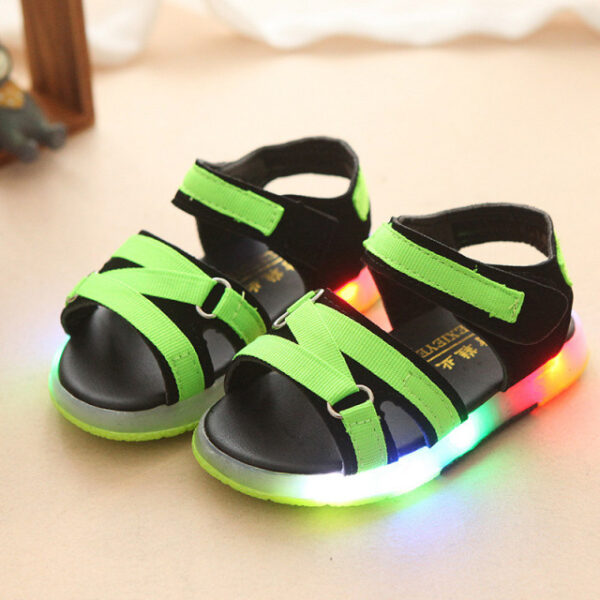 Reducere  Sandale negre cu barete verde neon