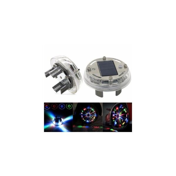 Reducere  SET COMPLET 4 Capacele Jante Auto LED MULTICOLOR CU INCARCARE ENERGIE SOLARA TUNING Reducere