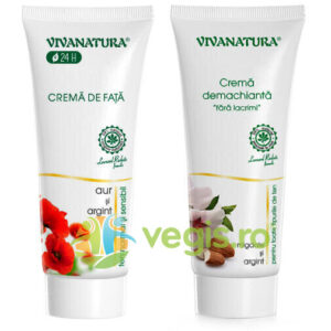 Reducere  Pachet Crema de Fata cu Argint si Aur Coloidal 75ml + Crema Demachianta 75ml