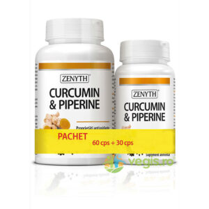 Reducere  Pachet Curcumin & Piperine 500mg 60cps+30cps