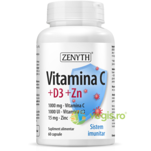 Reducere  Vitamina C + Vitamina D3 + Zinc 60cps