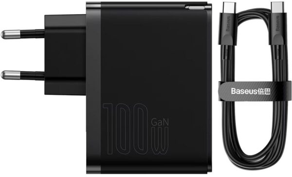 Reducere  ✅ Incarcator retea Baseus GaN5 Pro, 1x USB, 1x USB-C, Quick Charge 100W, Black Reducere