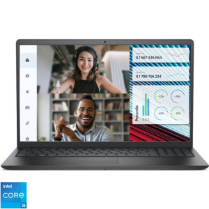 Reducere  Laptop DELL 15.6” Vostro 3520 (seria 3000), FHD 120Hz, Procesor Intel® Core™ i5-1235U (12M Cache, up to 4.40 GHz, with IPU), 16GB DDR4, 512GB SSD, Intel Iris Xe, Linux, Carbon Black, 3Yr ProSupport