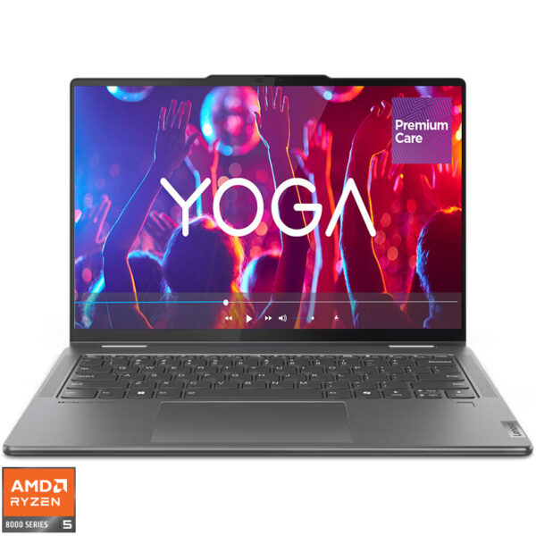 Reducere  ✅ Ultrabook Lenovo 14” Yoga 7 2-in-1 14AHP9, WUXGA OLED Touch, Procesor AMD Ryzen™ 5 8640HS (16M Cache, up to 4.90 GHz), 16GB LPDDR5X, 1TB SSD, AMD Radeon 760M, Win 11 Home, Storm Grey, 3Yr Onsite Premium Care Reducere