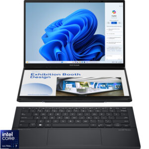 Reducere  ✅ Ultrabook ASUS 14” Zenbook Duo OLED UX8406MA, 3K 120Hz Touch, Procesor Intel® Core™ Ultra 7 155H (24M Cache, up to 4.80 GHz), 16GB DDR5X, 1TB SSD, Intel Arc Graphics, Win 11 Pro, Inkwell Gray Reducere