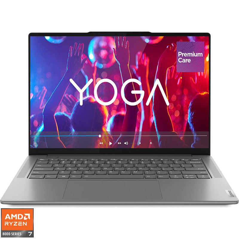 Reducere  ✅ Ultrabook Lenovo 14.5” Yoga Pro 7 14AHP9, 3K IPS 120Hz, Procesor AMD Ryzen™ 7 8845HS (16M Cache, up to 5.1 GHz), 16GB DDR5X, 1TB SSD, GeForce RTX 3050 6GB, No OS, Luna Grey, 3Yr Onsite Premium Care Reducere