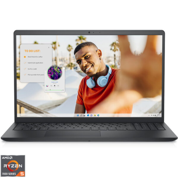 Reducere  ✅ Laptop DELL 15.6” Inspiron 15 3535, FHD 120Hz, Procesor AMD Ryzen™ 5 7530U (16M Cache, up to 4.5 GHz), 16GB DDR4, 512GB SSD, AMD Radeon, Linux, Carbon Black, 3Yr BOS Reducere