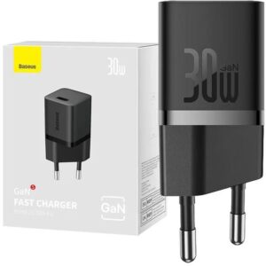 Reducere  ✅ Incarcator retea Baseus GaN5, 1x USB-C, Fast Charger 30W, Black Reducere